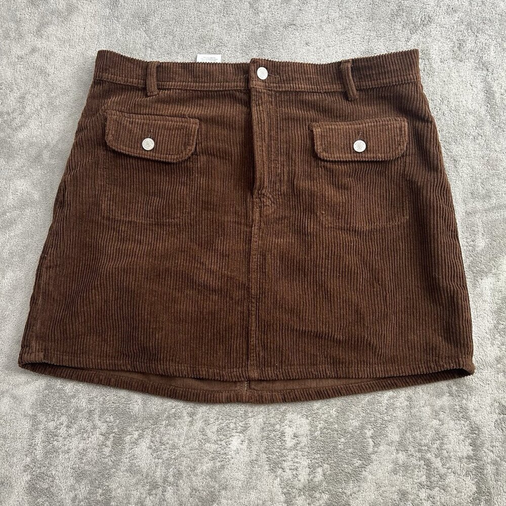 Reformation Skirt Womens 31 Elia Patch Pocket Corduroy Mini Brown Cafe Casual